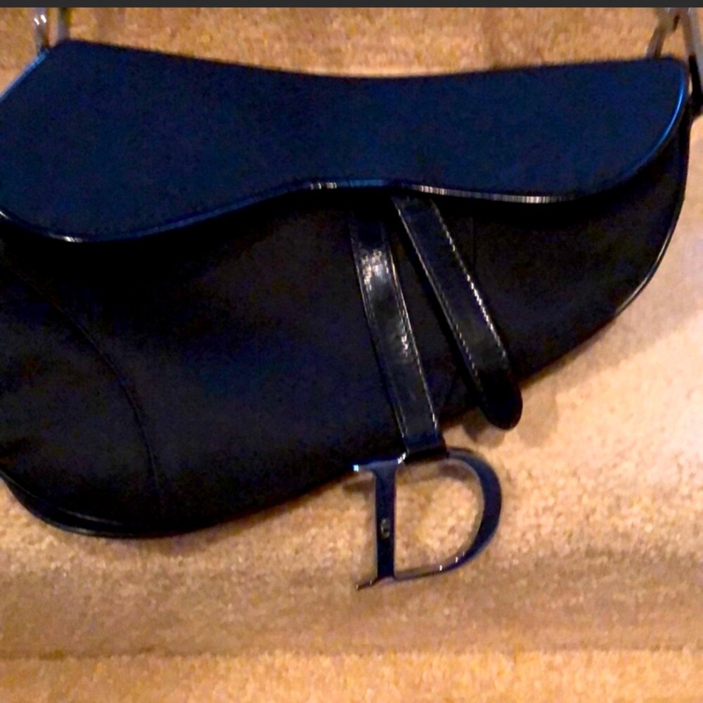 Christian Dior patent and Nylon saddle bag.